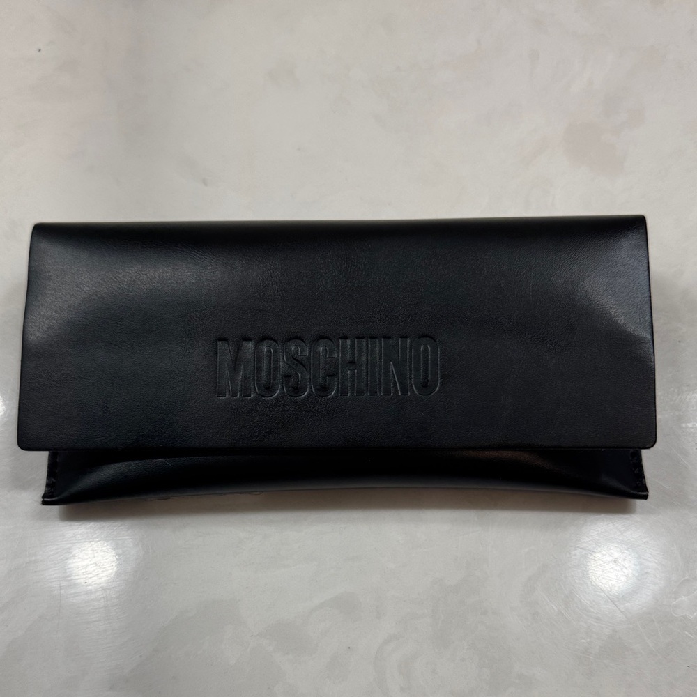 Moschino Black Leather Envelope Eyeglass Case, with Magnetic Closure NWOT
